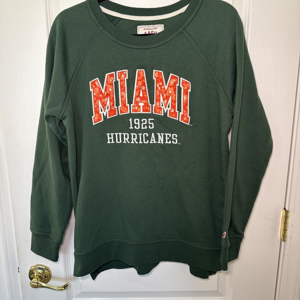 League 91 Miami Hurricanes 1925 Green Crewneck Sweatshirt Floral L